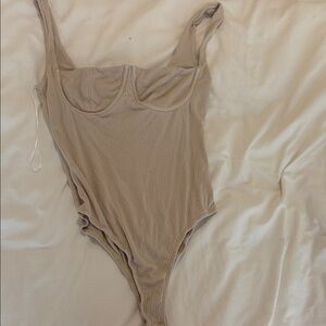 Princess Polly Beige Ribbed Top